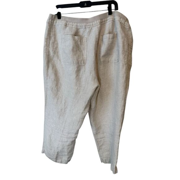 Chicos Womens 100% Linen Khaki Ofd White Straight Leg Pull On Size 3 XL - Picture 2 of 3